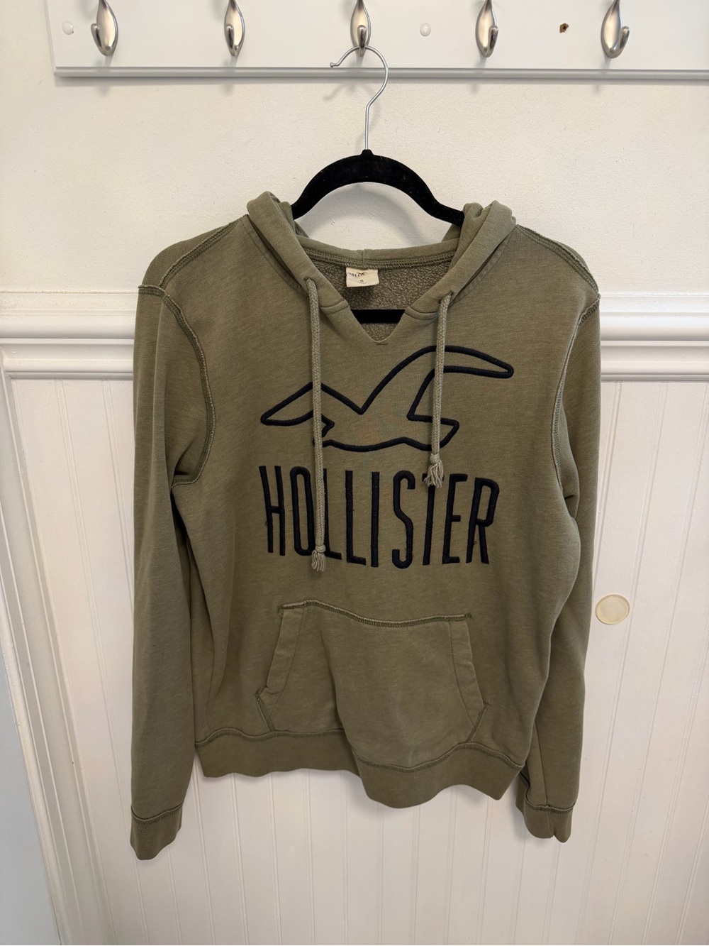 Y2K Hollister Olive Green Hoodie with Black Logo